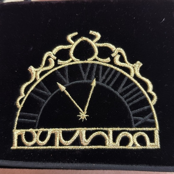 Black Velvet Gilded Clock Graphic Crossbody, Shoulder, Hand Square Dressy Purse - Picture 5 of 7